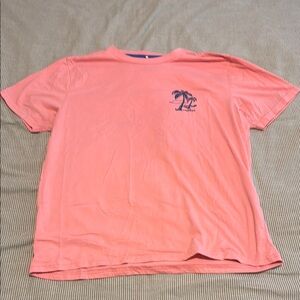 Coral T-Shirt with Palm Tree Design